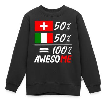 50% Schweiz 50% Italien - Kinder Premium Organic Sweatshirt - Schwarz - Vorne - AI Model Kid Female (0cm)