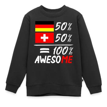 50% Deutsch 50% Schweiz - Kinder Premium Organic Sweatshirt - Schwarz - Vorne - AI Model Kid Female (0cm)