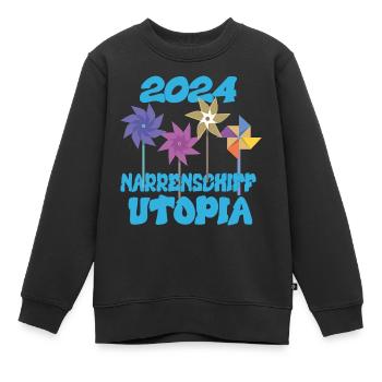 Utopia de la Nef des fous 2024 - Dates - Sweat Premium enfant bio - noir - Devant - AI Model Kid Female (0cm)