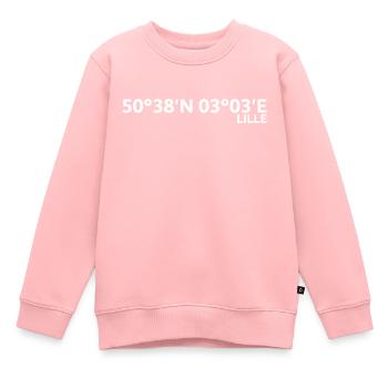 Coordonnées de Lille - Sweat Premium enfant bio - rose - Devant - AI Model Kid Female (0cm)