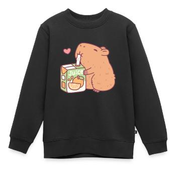 Süßes Wasserschwein liebt Orangensaft - Kinder Premium Organic Sweatshirt - Schwarz - Vorne - AI Model Kid Female (0cm)