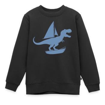 Annexe minimaliste avec T-Rex d’été - Sweat Premium enfant bio - noir - Devant - AI Model Kid Female (0cm)