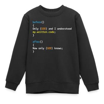 Only God and I understand my code - Kids Premium Organic Sweatshirt - black - Front - AI Model Kid Female (0cm)