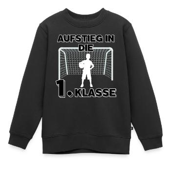 Einschulung Fussball Jungs Schulkind Erstklässler - Kinder Premium Organic Sweatshirt - Schwarz - Vorne - AI Model Kid Female (0cm)