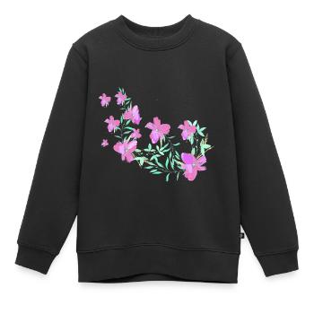 laurier-rose,fleur,lotus,vigne,floral,fleurs - Sweat Premium enfant bio - noir - Devant - AI Model Kid Female (0cm)
