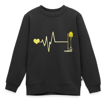 Schaufel Puls Herz Liebe - Kinder Premium Organic Sweatshirt - Schwarz - Vorne - AI Model Kid Female (0cm)