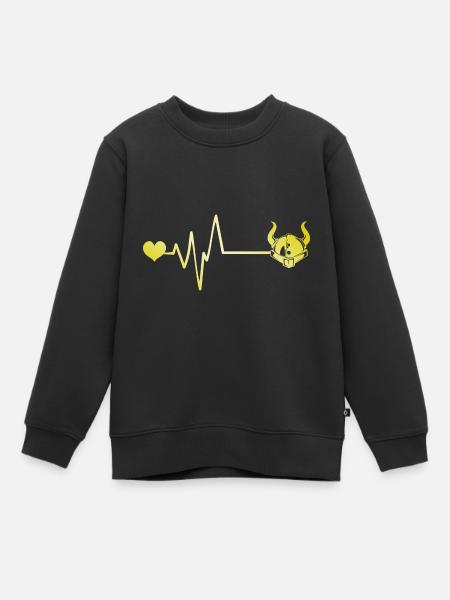Wikinger Helm Puls Herz Liebe - Kinder Premium Organic Sweatshirt - Schwarz