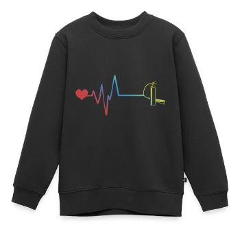 Extincteur pulsation battement de cœur pompiers - Sweat Premium enfant bio - noir - Devant - AI Model Kid Female (0cm)