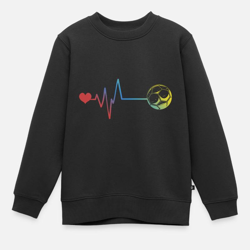 Fußball Puls Herzschlag - Kinder Premium Organic Sweatshirt - Schwarz