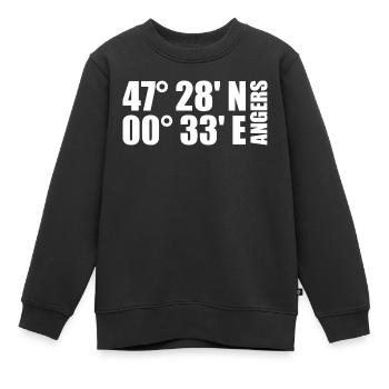Coordonnées d’Angers - Sweat Premium enfant bio - noir - Devant - AI Model Kid Female (0cm)