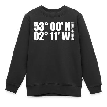 Coordonnées de Stoke-on-Trent - Sweat Premium enfant bio - noir - Devant - AI Model Kid Female (0cm)