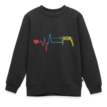 Bohrmaschine Puls Herzschlag - Kinder Premium Organic Sweatshirt - Schwarz - Vorne - AI Model Kid Female (0cm)