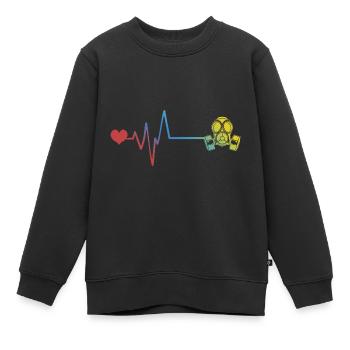Masque à gaz Pouls Rythme cardiaque - Sweat Premium enfant bio - noir - Devant - AI Model Kid Female (0cm)