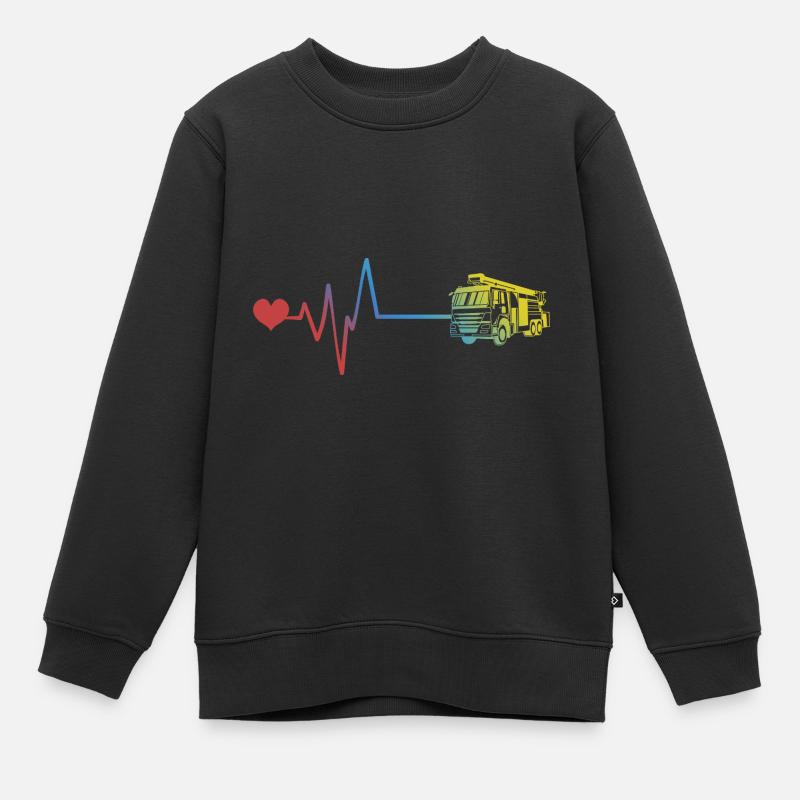 Camion de pompiers Pompiers Puls - Sweat Premium enfant bio - noir