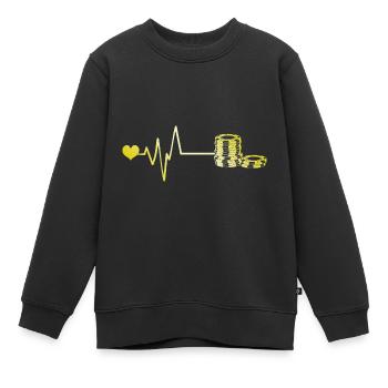 Poker jeton pouls coeur amour - Sweat Premium enfant bio - noir - Devant - AI Model Kid Female (0cm)