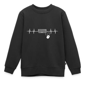PC Computer Gaming Heartbeat - Kids Premium Organic Sweatshirt - black - Front - AI Model Kid Female (0cm)