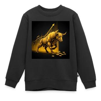 Golden Bull - Succès, Richesse, Argent, Marché boursier - Sweat Premium enfant bio - noir - Devant - AI Model Kid Female (0cm)