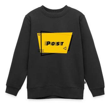 post Office - Kids Premium Organic Sweatshirt - black - Front - AI Model Kid Female (0cm)
