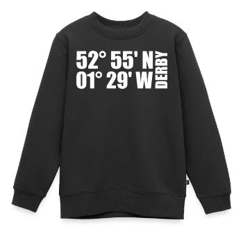 Coordonnées du derby - Sweat Premium enfant bio - noir - Devant - AI Model Kid Female (0cm)