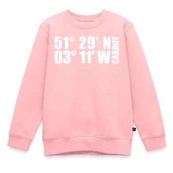 Cardiff Koordinaten - Kinder Premium Organic Sweatshirt - Rosa - Vorne - AI Model Kid Female (0cm)