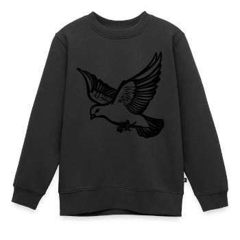 Pigeon volant sur de grandes ailes larges - Sweat Premium enfant bio - noir - Devant - AI Model Kid Female (0cm)