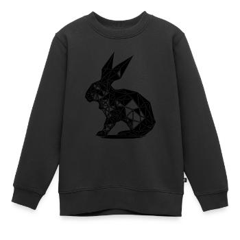 Géométrie Lapin Lignes Géométrie Lapin - Sweat Premium enfant bio - noir - Devant - AI Model Kid Female (0cm)