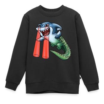 Sharkro - shark crocodile with laser eyes - Kids Premium Organic Sweatshirt - black - Front - AI Model Kid Female (0cm)
