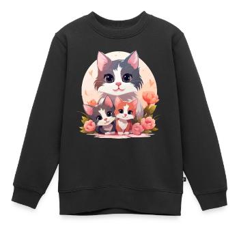 Katzen T-Shirt - Kinder Premium Organic Sweatshirt - Schwarz - Vorne - AI Model Kid Female (0cm)