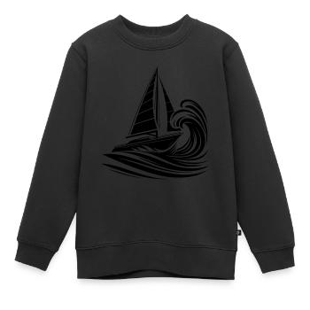 Voilier rapide dans les vagues - Sweat Premium enfant bio - noir - Devant - AI Model Kid Female (0cm)