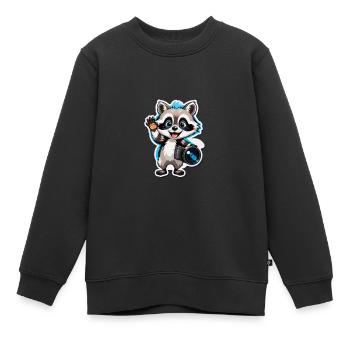 Waschbär-Entdecker - Kinder Premium Organic Sweatshirt - Schwarz - Vorne - AI Model Kid Female (0cm)