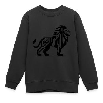 Lion géométrique avec des dents et une crinière élégante - Sweat Premium enfant bio - noir - Devant - AI Model Kid Female (0cm)