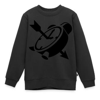 Eine Wecker mit einem Pfeil - Kinder Premium Organic Sweatshirt - Schwarz - Vorne - AI Model Kid Female (0cm)
