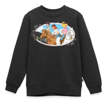 Bibi, Tina, Alexander mit Pferden - Kinder Premium Organic Sweatshirt - Schwarz - Vorne - AI Model Kid Female (0cm)
