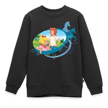 Bibi und Tina Pferde-Silhouetten - Kinder Premium Organic Sweatshirt - Schwarz - Vorne - AI Model Kid Female (0cm)