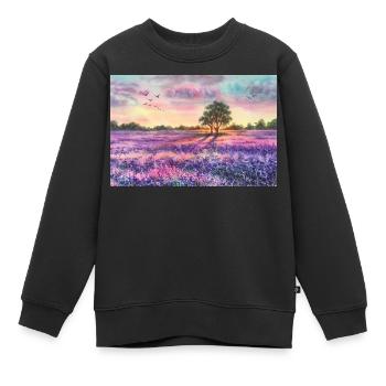 Champ de lavande. - Sweat Premium enfant bio - noir - Devant - AI Model Kid Female (0cm)