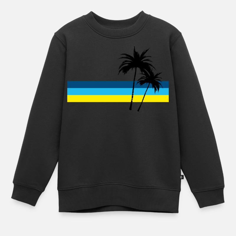 palmiers - Sweat Premium enfant bio - noir