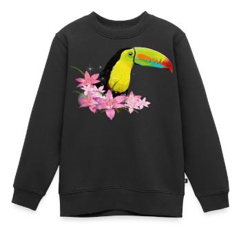 Toucan à bec vert - Sweat Premium enfant bio - noir - Devant - AI Model Kid Female (0cm)