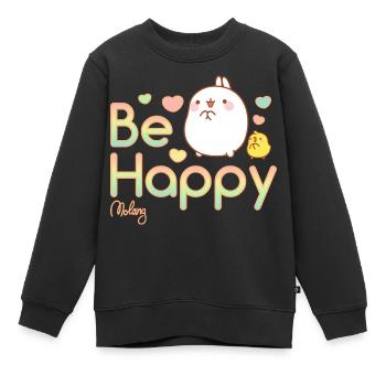 Molang Piu Piu Be Happy - Kinder Premium Organic Sweatshirt - Schwarz - Vorne - AI Model Kid Female (0cm)