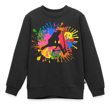 Scooter acrobatique - Sweat Premium enfant bio - noir - Devant - AI Model Kid Female (0cm)