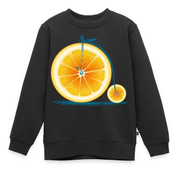 Orange vintage vieux vélo avec rétro cycle Cadre - Sweat Premium enfant bio - noir - Devant - AI Model Kid Female (0cm)