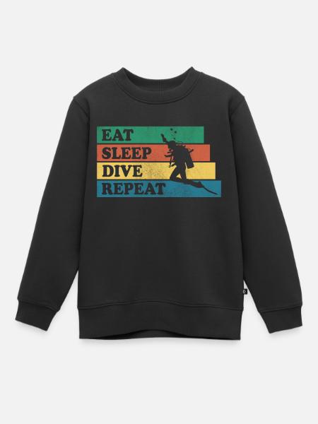 Eat SLEEP DIVE REPEAT PLONGÉE SOUS-MARINE CADEAU - Sweat Premium enfant bio - noir