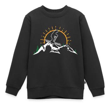 ski snowboard mountain sunset skiing skier skier - Kinder Premium Organic Sweatshirt - Schwarz - Vorne - AI Model Kid Female (0cm)
