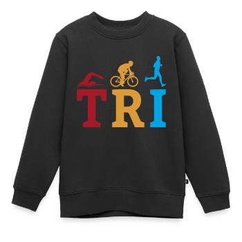 TRI Triathlon triathlete - Sweat Premium enfant bio - noir - Devant - AI Model Kid Female (0cm)