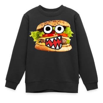 Hamburger - Sweat Premium enfant bio - noir - Devant - AI Model Kid Female (0cm)