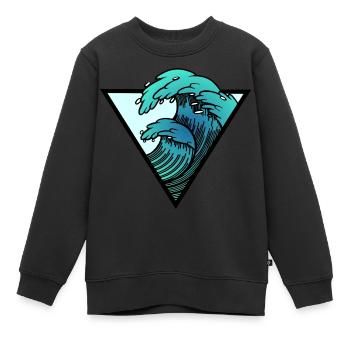 vagues - Sweat Premium enfant bio - noir - Devant - AI Model Kid Female (0cm)