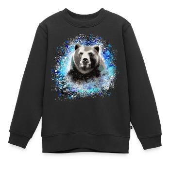 Ours, graffiti, bleu,peinture,bleu - Sweat Premium enfant bio - noir - Devant - AI Model Kid Female (0cm)