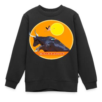 Stier von Der Camargue springt über die Barriere - Kinder Premium Organic Sweatshirt - Schwarz - Vorne - AI Model Kid Female (0cm)