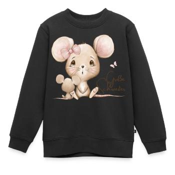 Große Schwester Maus - Kinder Premium Organic Sweatshirt - Schwarz - Vorne - AI Model Kid Female (0cm)