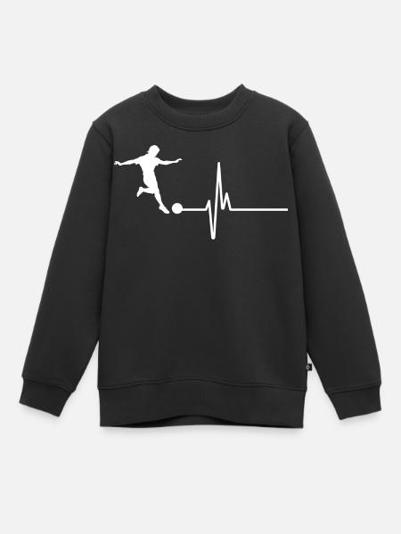 Fußball Fußballspieler Herzschlag Fußballer - Kinder Premium Organic Sweatshirt - Schwarz