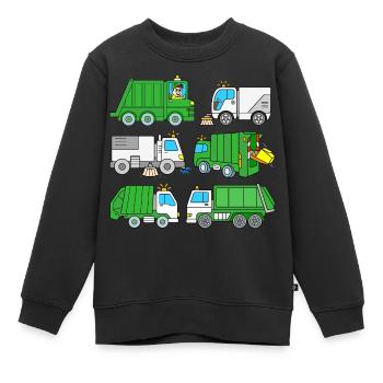 Voiture poubelles camions verts camions éboueurs - Sweat Premium enfant bio - noir - Devant - AI Model Kid Female (0cm)